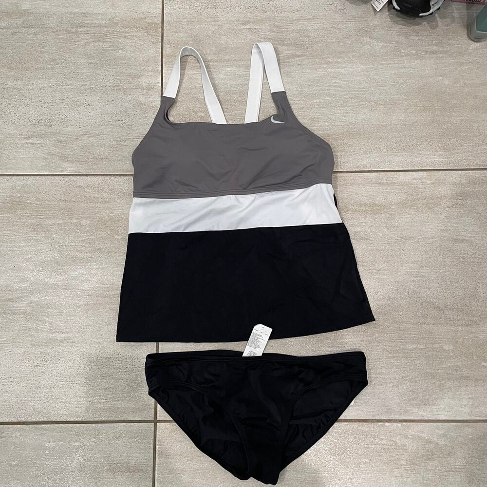 NEW NIKE 2-PIECE RACERBACK COLOR BLOCK TANKINI SWIMWEAR SET SZ XL WOMENS! - 0237